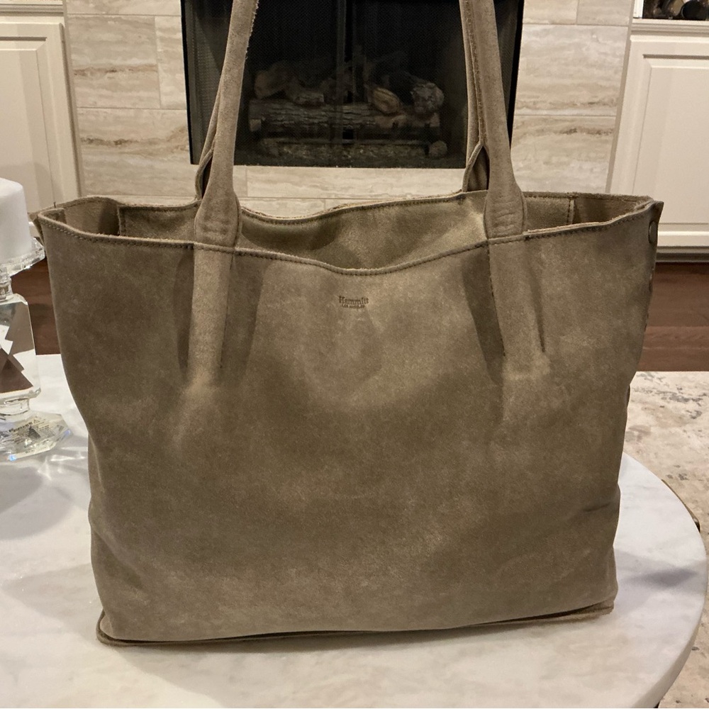 Hammitt Oliver Taupe Distressed Suede Tote Bag